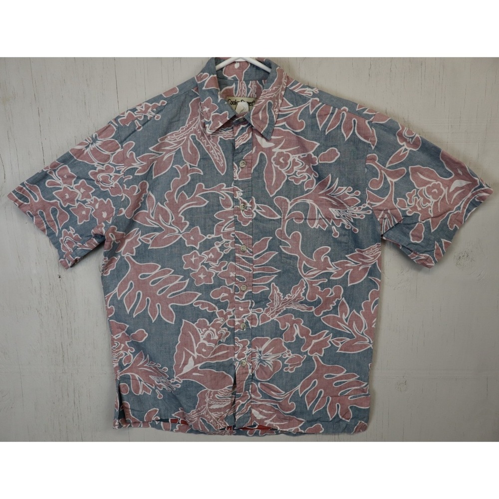 Mens Cooke Street Honolulu Hawaiian Shirt Button Front Size M‎ Floral Red Cotton